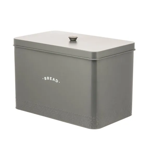 Bread Bin with Embossed Design - Grey