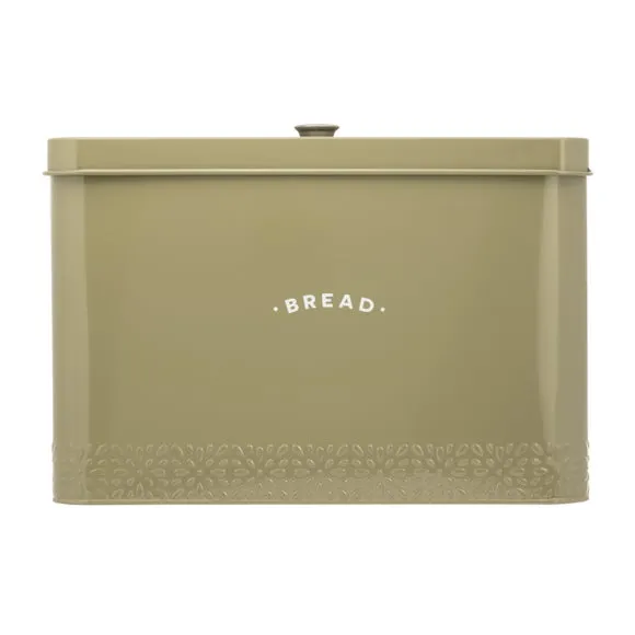 Bread Bin with Embossed Design - Light Moss