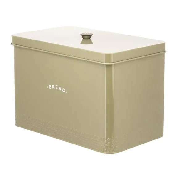 Bread Bin with Embossed Design - Light Moss