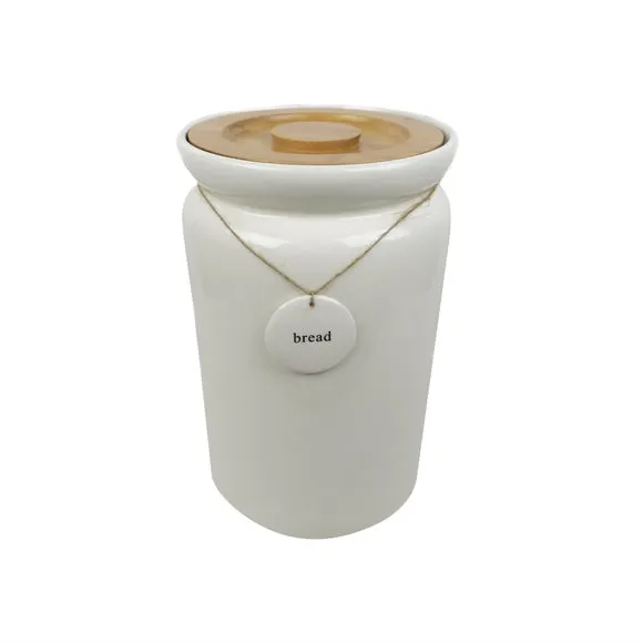 Bread Canister with Bamboo Lid - Cream, Stoneware image