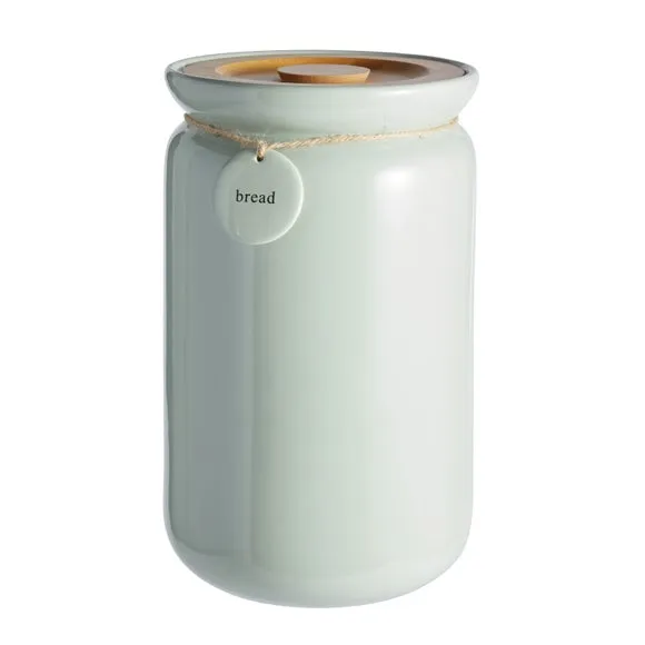 Bread Canister with Bamboo Lid - Sage, Stoneware