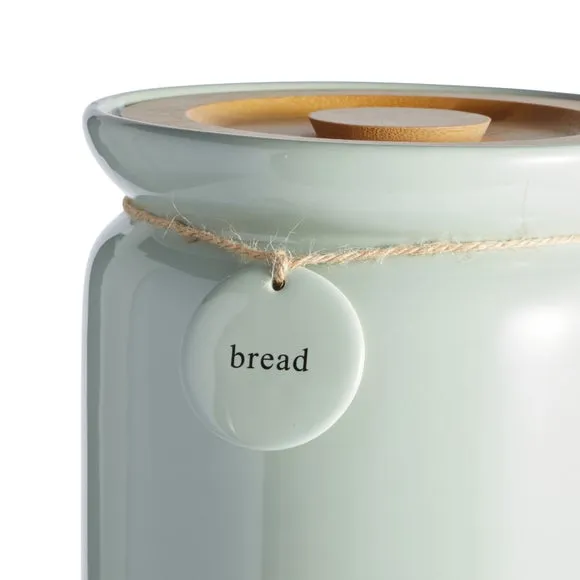 Bread Canister with Bamboo Lid - Sage, Stoneware