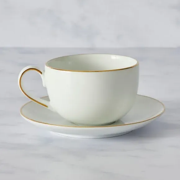 Breakfast Cup & Saucer Set - White, Porcelain image