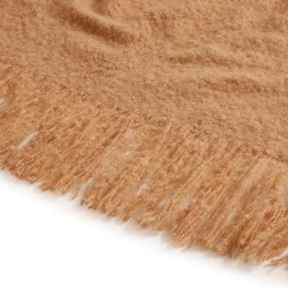 Brushed Throw Blanket - Camel, Boucle