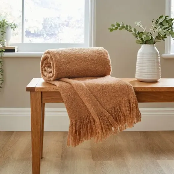 Brushed Throw Blanket - Camel, Boucle image