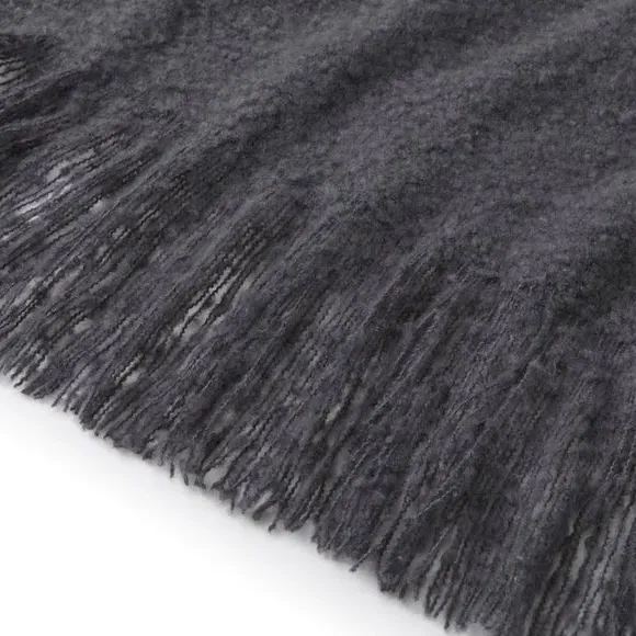 Brushed Throw Blanket - Charcoal, Boucle
