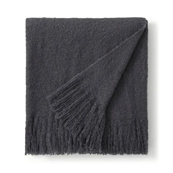 Brushed Throw Blanket - Charcoal, Boucle