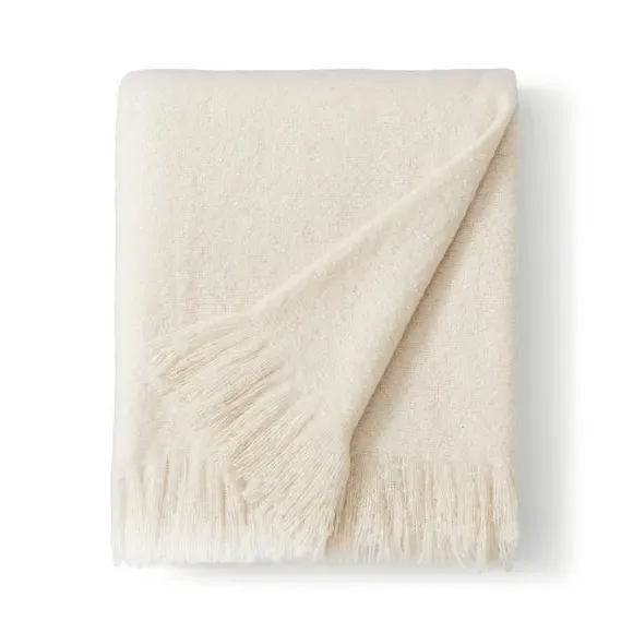 Brushed Throw Blanket - Ivory, Boucle