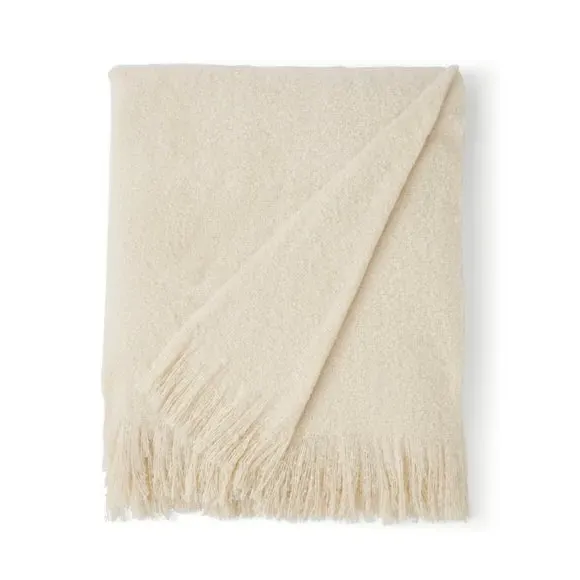 Brushed Throw Blanket - Ivory, Boucle