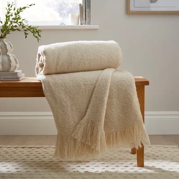 Brushed Throw Blanket - Ivory, Boucle