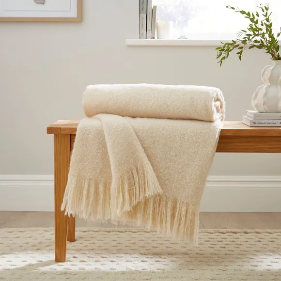 Brushed Throw Blanket - Ivory, Boucle