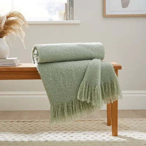 Brushed Throw Blanket - Sage, Boucle