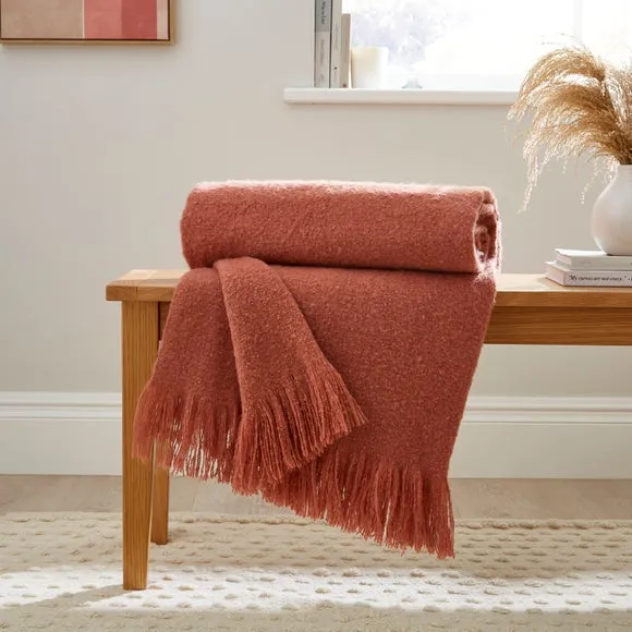 Brushed Throw Blanket - Terracotta, Boucle