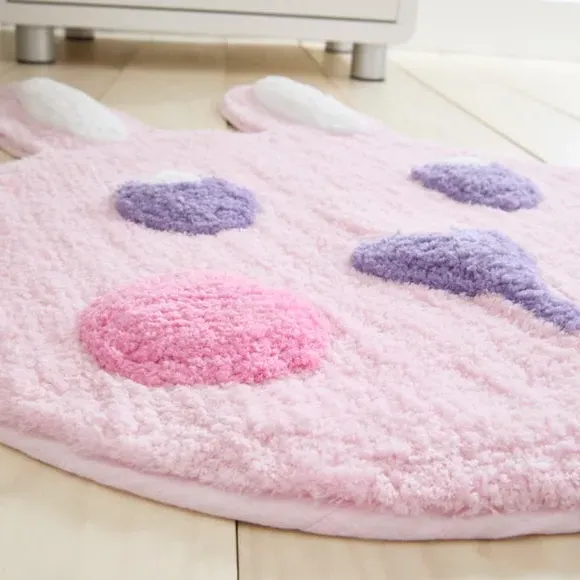Bunny Kids Rug with 3D Elements - Pink, Polyester