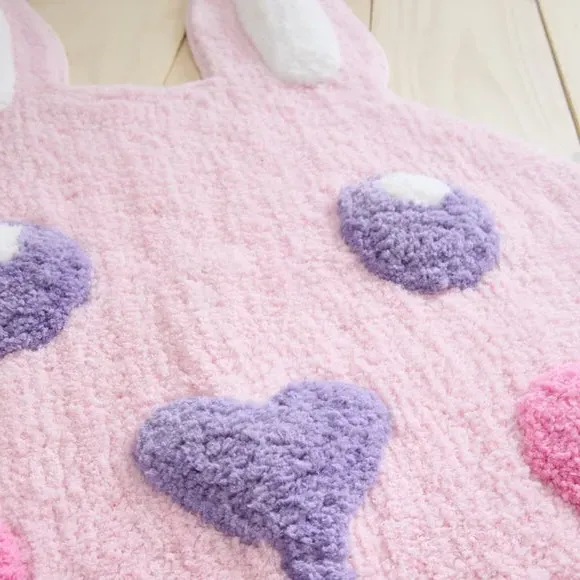Bunny Kids Rug with 3D Elements - Pink, Polyester