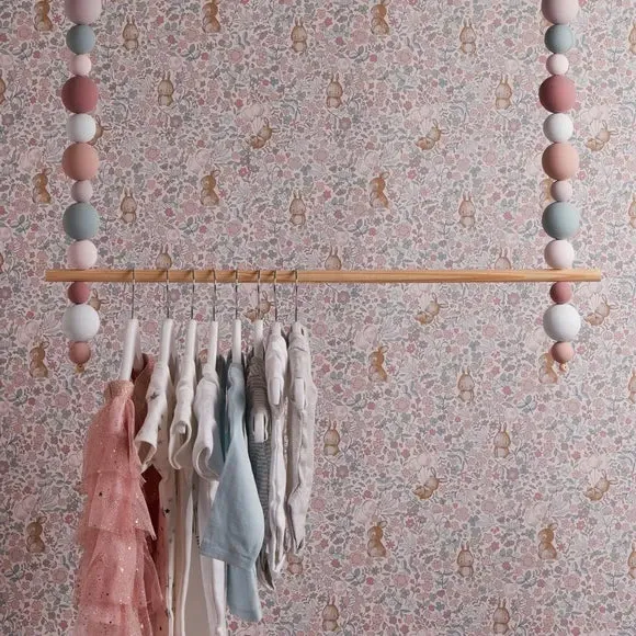 Bunny Pattern Wallpaper - Pink, Paper