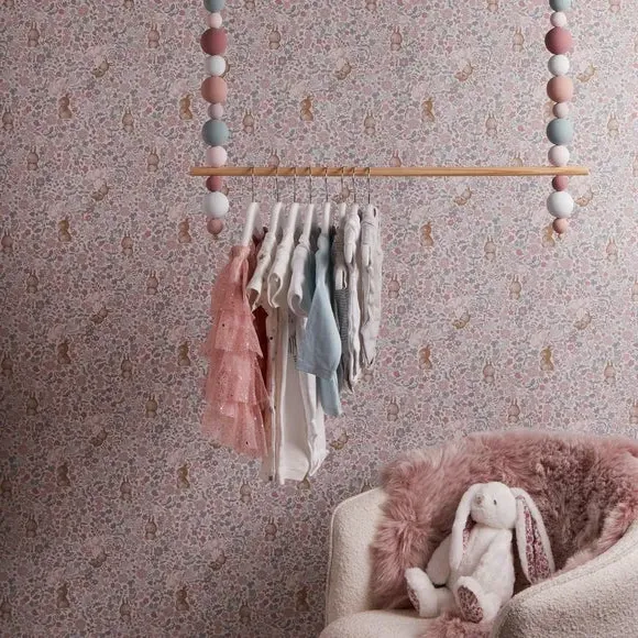Bunny Pattern Wallpaper - Pink, Paper image