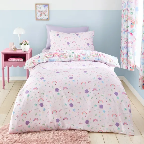 Butterfly Duvet Cover Set - Pink, Polycotton