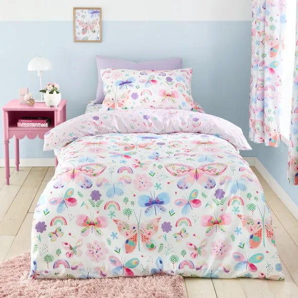 Butterfly Duvet Cover Set - Pink, Polycotton