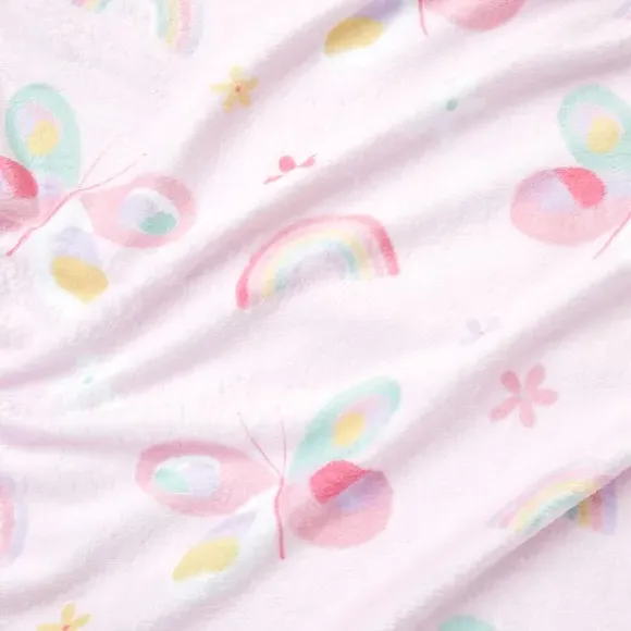 Butterfly Fleece Blanket - Pink