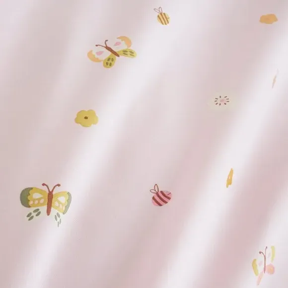 Butterfly Floral Duvet Cover Set - Pink, Cotton