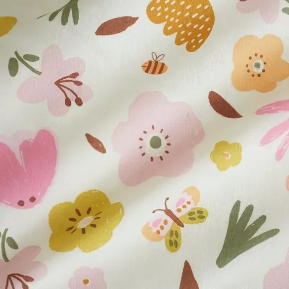 Butterfly Floral Duvet Cover Set - Pink, Cotton