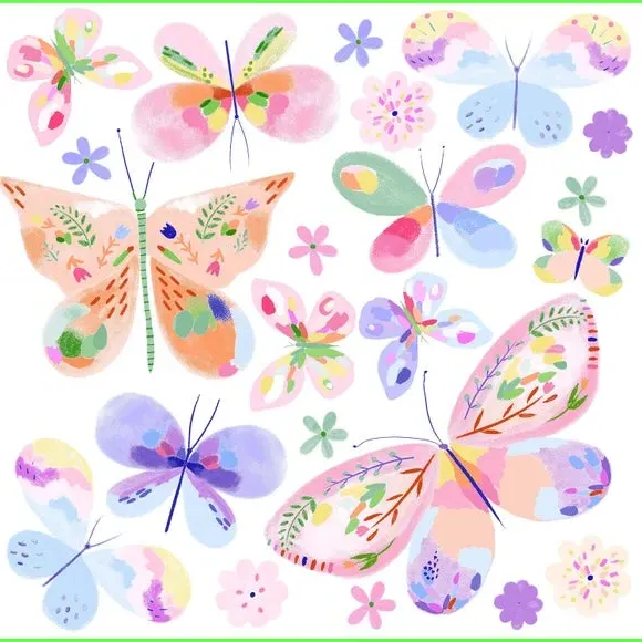 Butterfly Wall Stickers - Multicolor, Self-Adhesive