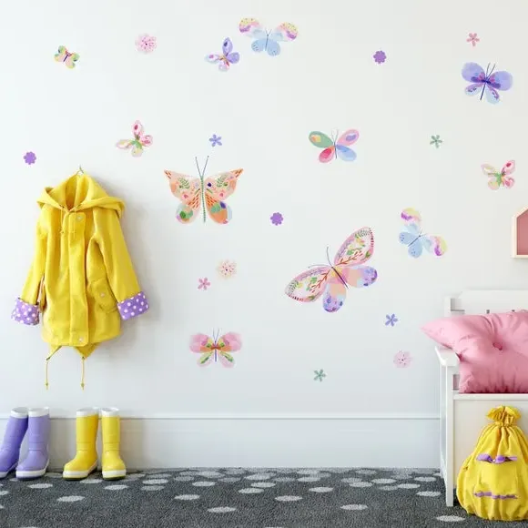 Butterfly Wall Stickers - Multicolor, Self-Adhesive