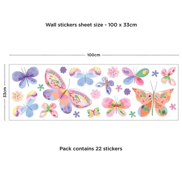 Butterfly Wall Stickers - Multicolor, Self-Adhesive