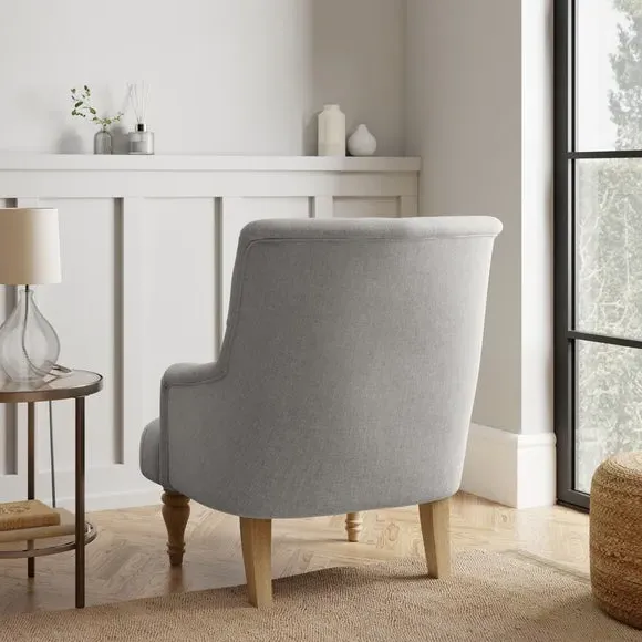Button Back Accent Chair - Grey, Fabric