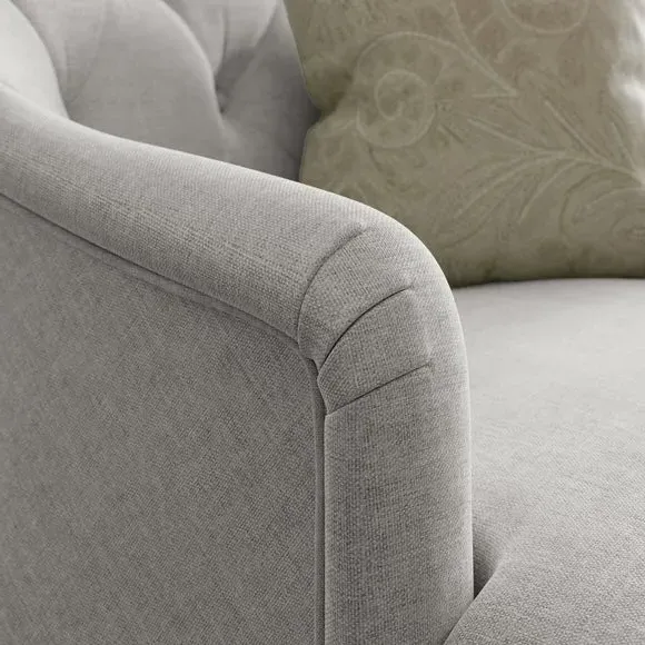 Button Back Accent Chair - Grey, Fabric