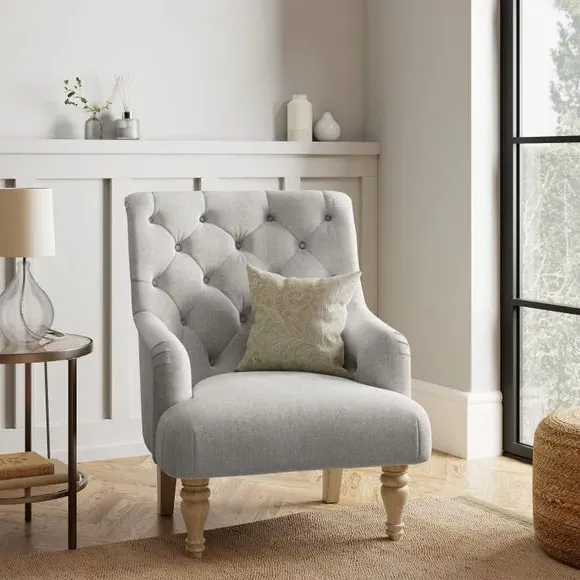 Button Back Accent Chair - Grey, Fabric image