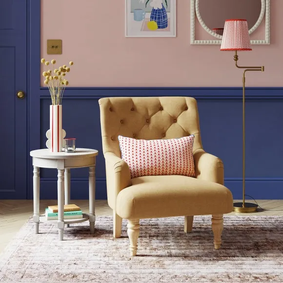 Button Back Accent Chair - Honey, Fabric