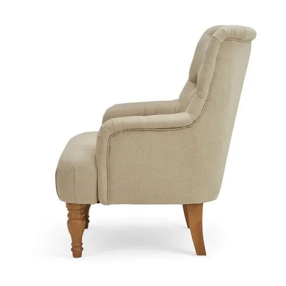 Button Back Accent Chair - Natural, Fabric