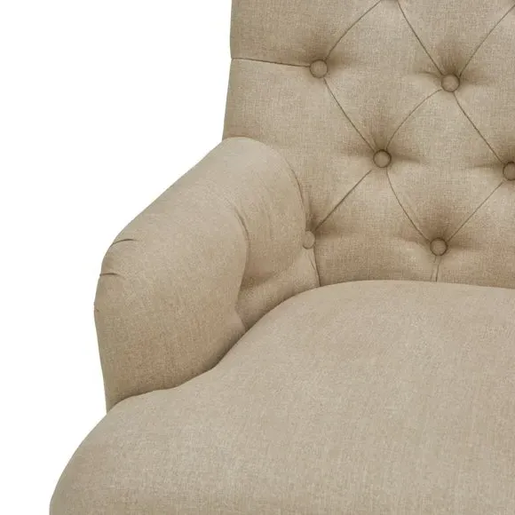 Button Back Accent Chair - Natural, Fabric