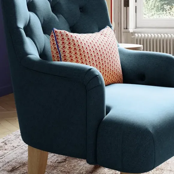 Button Back Accent Chair - Navy, Fabric