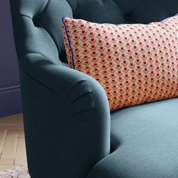 Button Back Accent Chair - Navy, Fabric