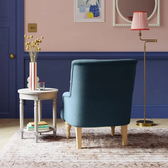 Button Back Accent Chair - Navy, Fabric