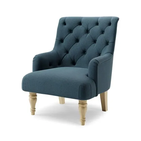 Button Back Accent Chair - Navy, Fabric