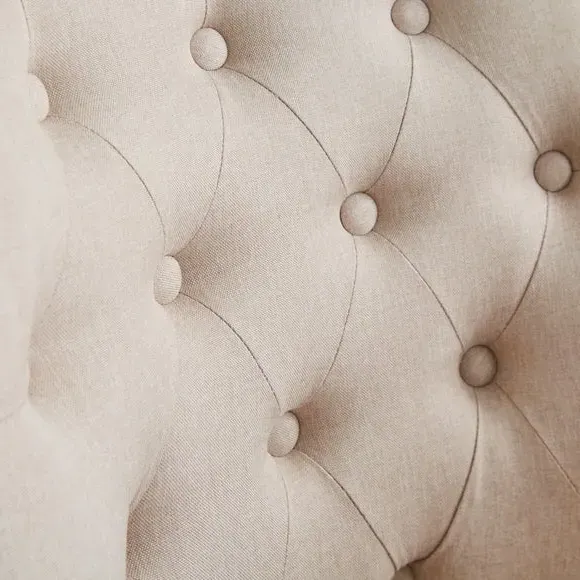 Button Back Dining Chair - Natural, Fabric