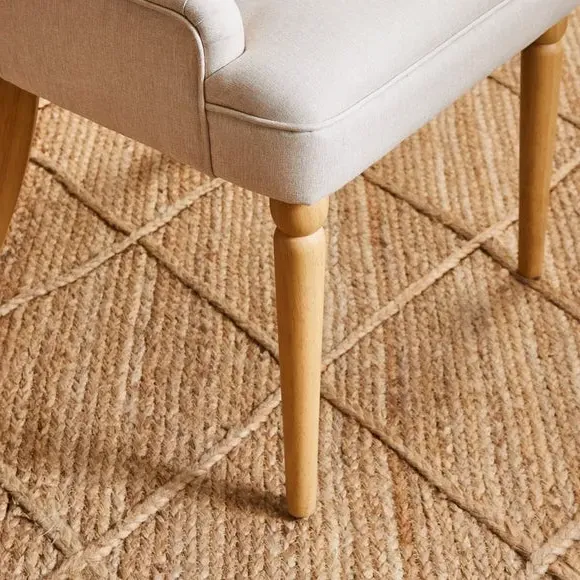 Button Back Dining Chair - Natural, Fabric