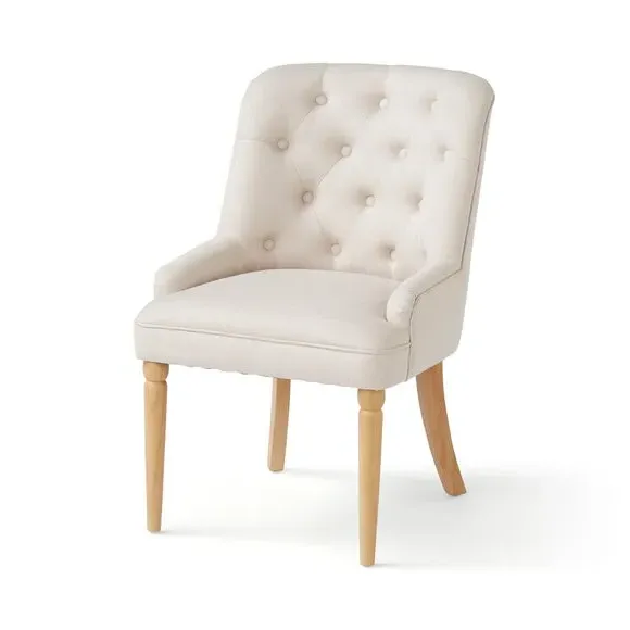 Button Back Dining Chair - Natural, Fabric