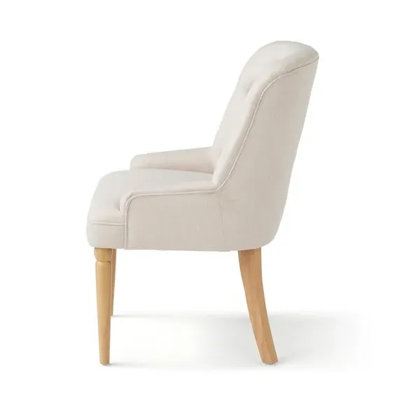 Button Back Dining Chair - Natural, Fabric