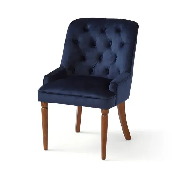 Button Back Dining Chair - Navy, Velvet