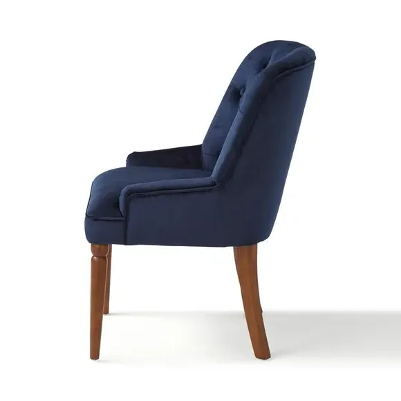 Button Back Dining Chair - Navy, Velvet