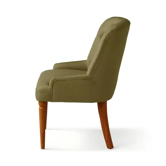 Button Back Dining Chair - Olive, Fabric