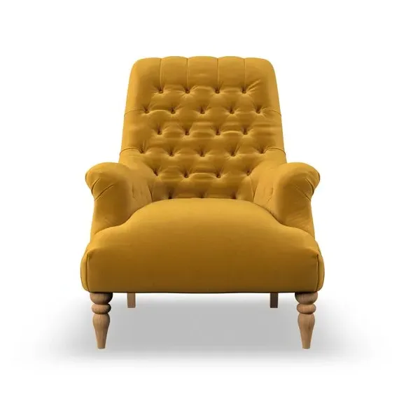 Buttoned Armchair - Amber Gold, Velvet