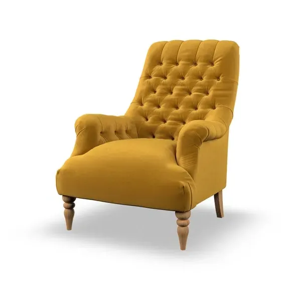 Buttoned Armchair - Amber Gold, Velvet