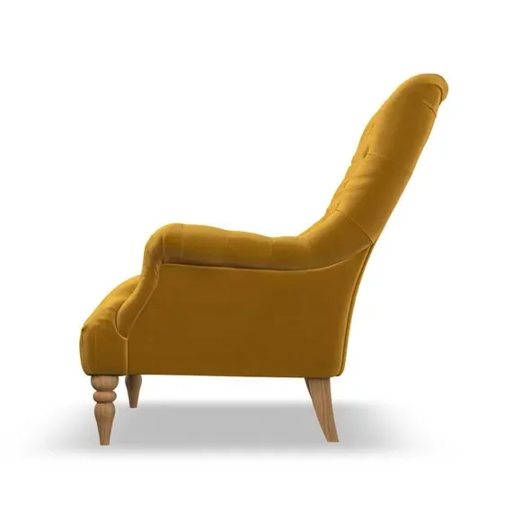 Buttoned Armchair - Amber Gold, Velvet