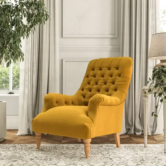 Buttoned Armchair - Amber Gold, Velvet image
